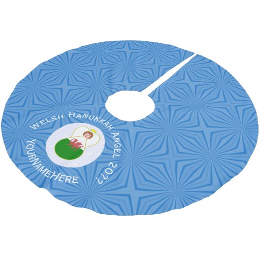 Welsh Angel Chanoeka Vlag gepersonaliseerd Kerstboom Rok (Gekanteld)