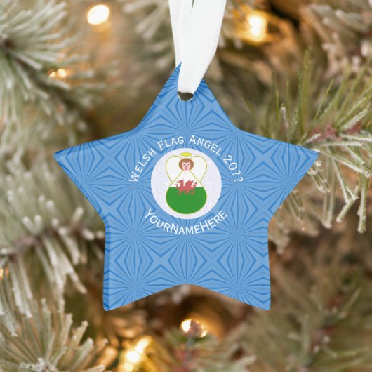Welsh Angel Chanoeka Vlag gepersonaliseerd Ornament (Boom)