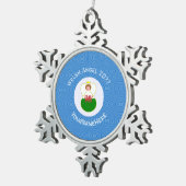 Welsh Angel Chanoeka Vlag gepersonaliseerd Tin Sneeuwvlok Ornament (Rechts)