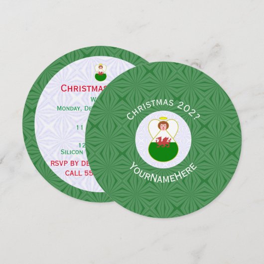 Welsh Angel Christmas Flag Personalized Kaart (Voorkant / Achterkant)