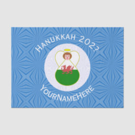 Welsh Angel Hanukkah Flag Personalized Gift Tissuepapier