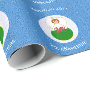 Welsh Angel Hanukkah Vlag Gepersonaliseerd Cadeaupapier