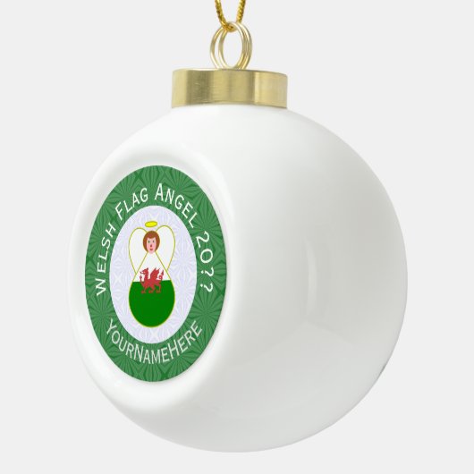 Welsh Angel Kerstvlag gepersonaliseerd Keramische Bal Ornament (Rechts)