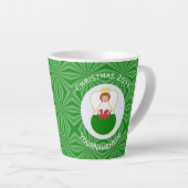 Welsh Angel Kerstvlag gepersonaliseerd Latte Mok (Rechterhoek)
