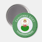 Welsh Angel Kerstvlag gepersonaliseerd Magneet (Voorkant / Achterkant)