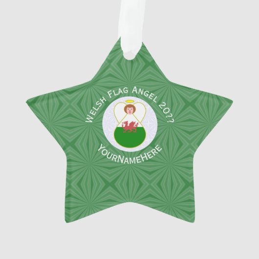 Welsh Angel Kerstvlag gepersonaliseerd Ornament (achterkant)