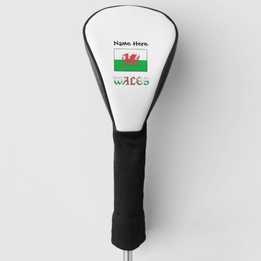 Welsh Angel Kerstvlag Groene Personalisatie Golfheadcover (Voorkant)
