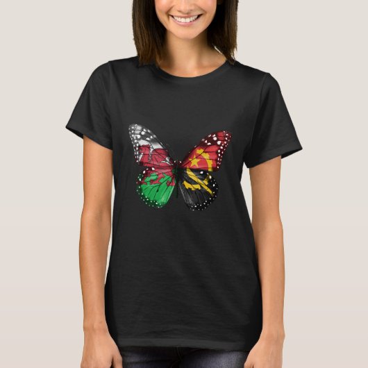 Welsh Angolan Flag Butterfly T-shirt (Voorkant)