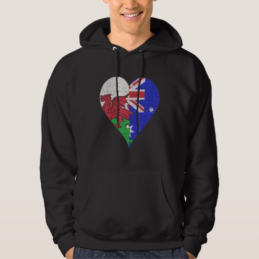 Welsh Australian Flag Heart Hoodie (Voorkant)