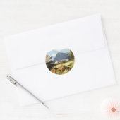 WELSH BOERDERIJ EN MOUNTAIN LANDSCHAP RONDE STICKER (Envelop)