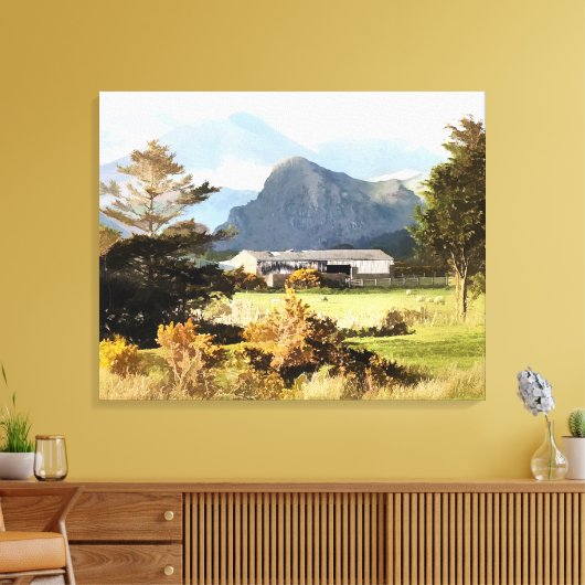 WELSH BOERDERIJ EN MOUNTAINEN CANVAS AFDRUK (Insitu (Woonkamer))