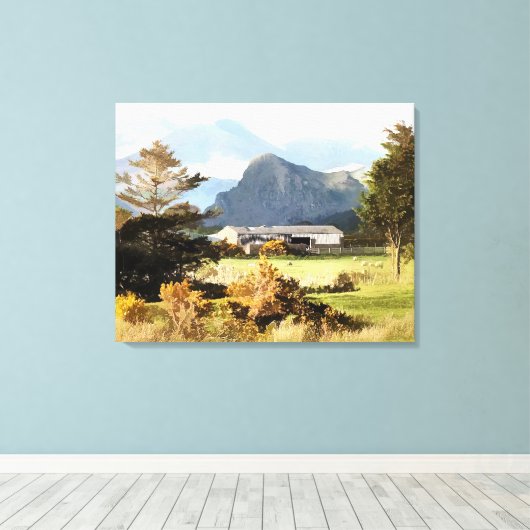 WELSH BOERDERIJ EN MOUNTAINEN CANVAS AFDRUK (Insitu (Houten vloer))