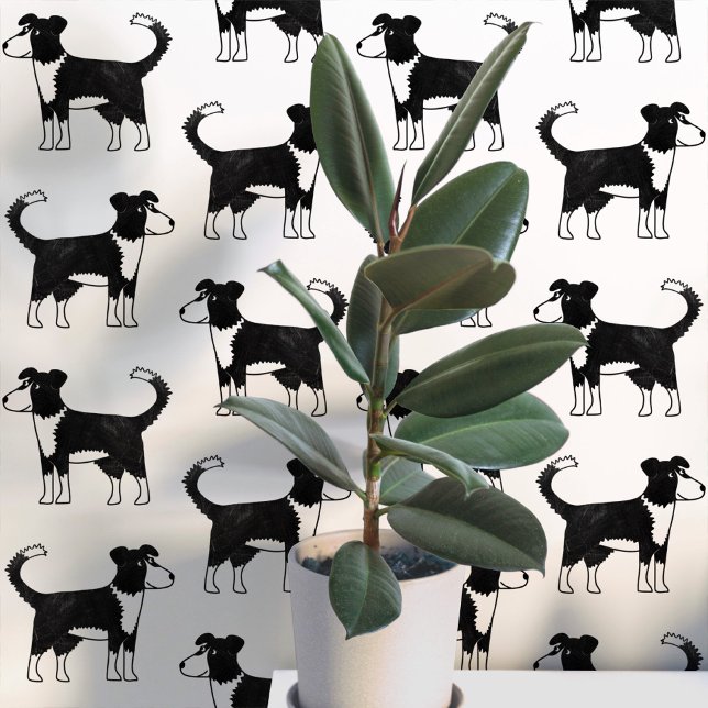 Welsh Border Collie Hondenpatroon Behang (Welsh Border Collie Sheepdog fun dog peel and stick wallpaper for animal lovers)