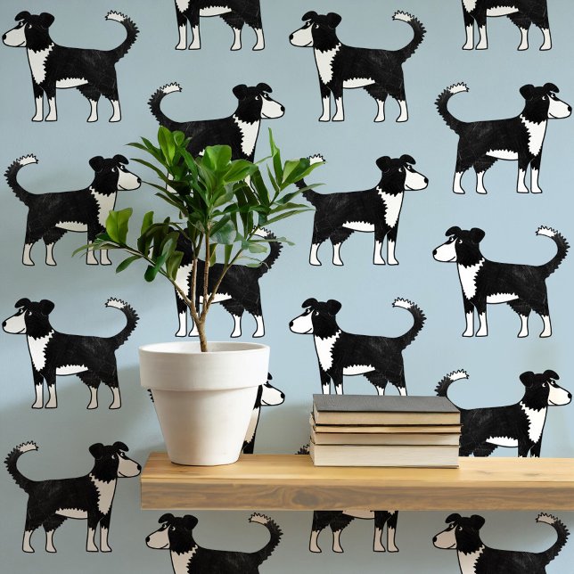 Welsh Border Collie Hondenpatroon Behang (Welsh border collie sheepdog dog themed peel and stick wallpaper)