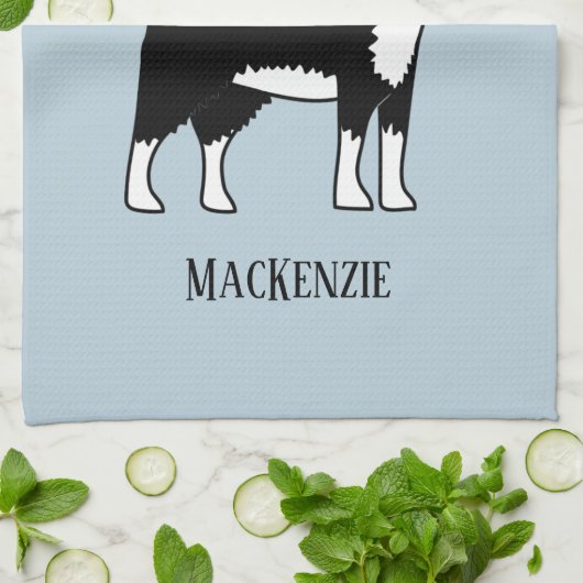 Welsh Border Collie Sheepdog Custom Name Theedoek (Gevouwen)