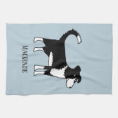 Welsh Border Collie Sheepdog Custom Name Theedoek (Horizontaal)