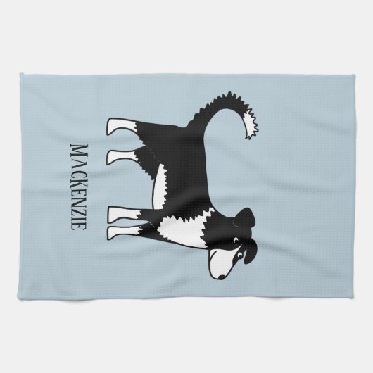 Welsh Border Collie Sheepdog Custom Name Theedoek (Horizontaal)