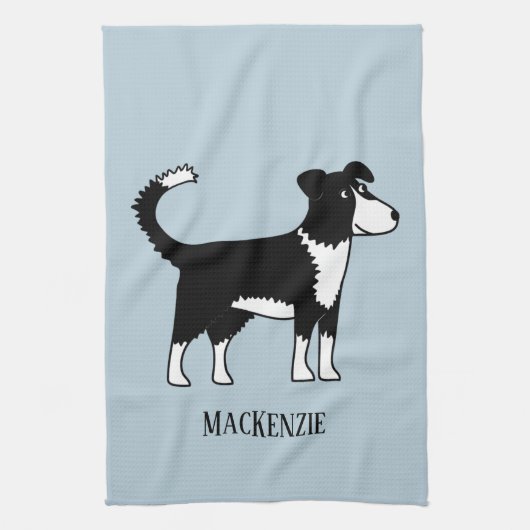 Welsh Border Collie Sheepdog Custom Name Theedoek (Verticaal)
