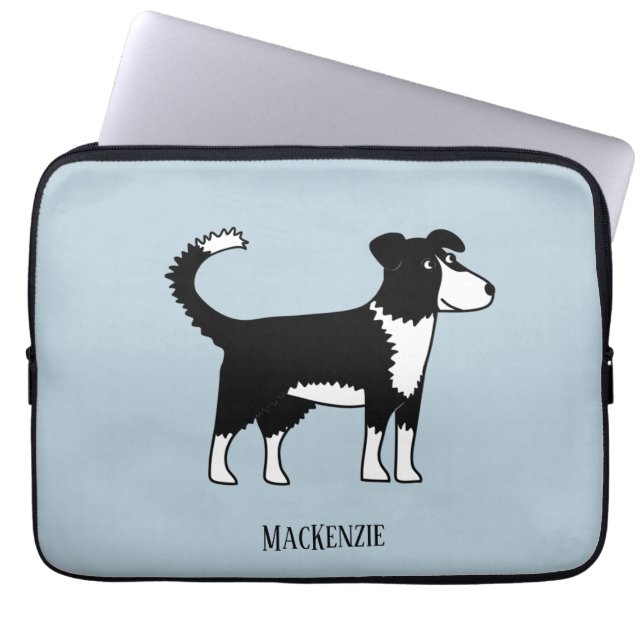 Welsh Border Collie Sheepdog Personalized Laptop Sleeve (Voorkant)