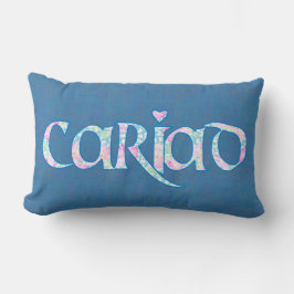 Welsh Cariad Floral Text Design on Navy Blue Kussen