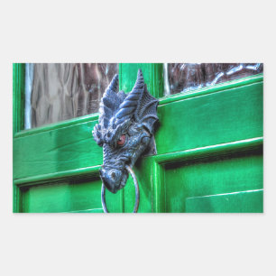 Welsh Cast Iron Dragon Head Deurklopker Rechthoekige Sticker