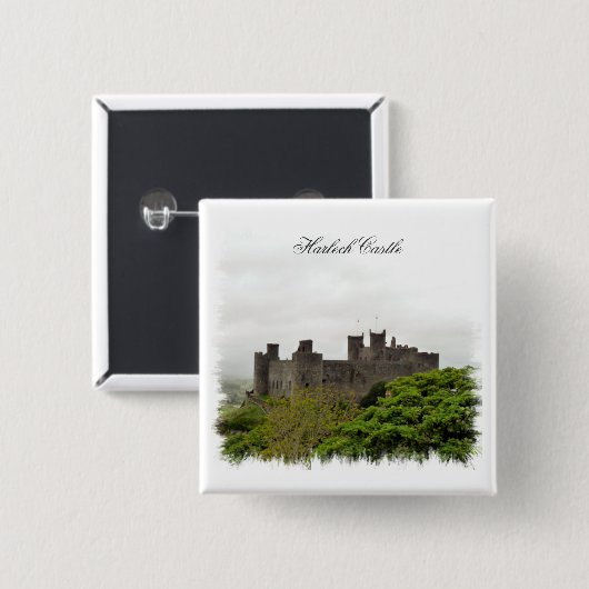 WELSH CASTLES VIERKANTE BUTTON 5,1 CM (Voorkant /achterkant)