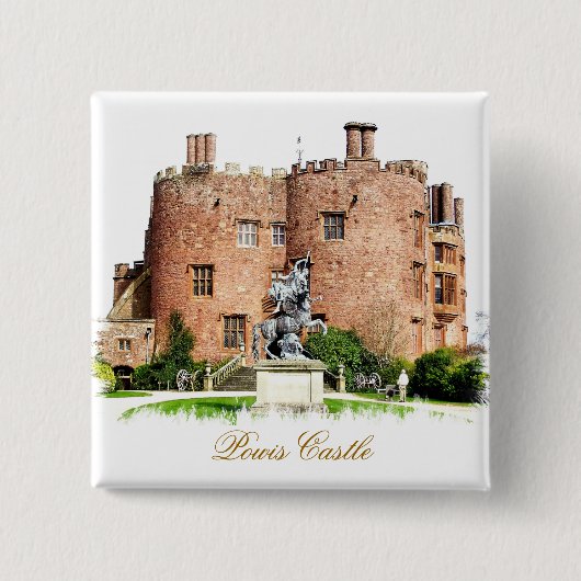 WELSH CASTLES VIERKANTE BUTTON 5,1 CM (Voorkant)