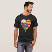 Welsh Catalaanse Vlag Hart T-shirt (Voorkant volledig)