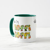 Welsh Coffee Mok: Hoffi Coffi, Nastutiums Pattern Mok (Voorkant links)