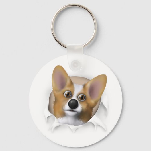 Welsh Corgi 1 die uitbreekt Sleutelhanger (Voorkant)