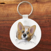 Welsh Corgi 1 die uitbreekt Sleutelhanger (Voorkant)