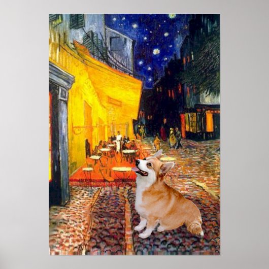 Welsh Corgi 7b Pembroke - Terras Cafe Poster (Voorkant)