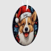 Welsh Corgi Aangepaste Kerstversiering Ornament (voorkant)