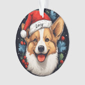 Welsh Corgi Aangepaste Kerstversiering Ornament (voorkant)