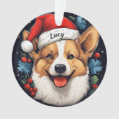 Welsh Corgi Aangepaste Kerstversiering Ornament (voorkant)