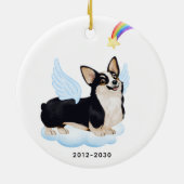 Welsh Corgi Angel Dog Gepersonaliseerd Pet Memoria Keramisch Ornament (Achterkant)