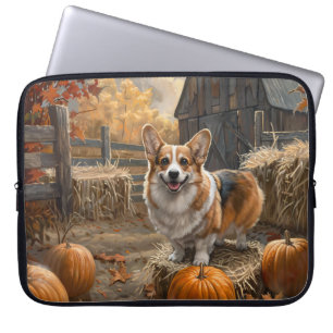 Welsh Corgi Autumn Pumpkin Boerderij Laptop Sleeve