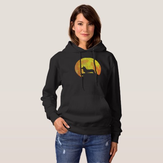 Welsh Corgi Cardigan Dog And Moon Halloween Costum Hoodie (Voorkant volledig)