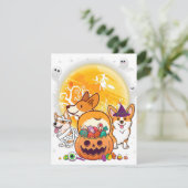 Welsh Corgi Cardigan Dog Mummy Witch Moon Ghosts H Kaart (Staand voorkant)
