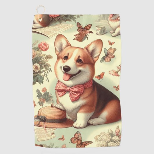  Welsh Corgi Cardigan illustratie Golfhanddoek (Voorkant)