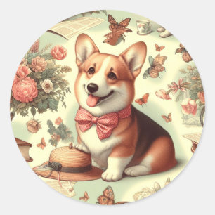 Welsh Corgi Cardigan illustratie Ronde Sticker