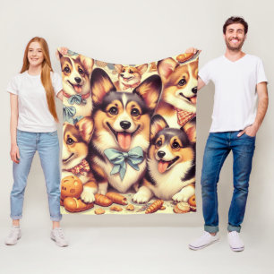 Welsh Corgi Cardigan Naadloos Fleece Deken