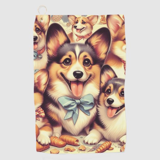 Welsh Corgi Cardigan Naadloos Golfhanddoek (Voorkant)