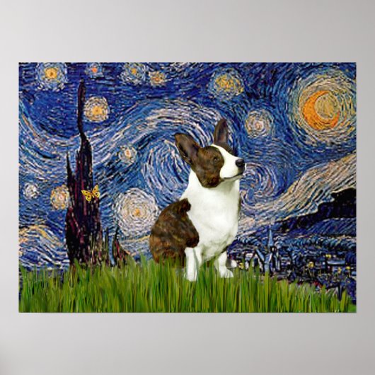 Welsh Corgi Cardigan - Sterrennacht Poster (Voorkant)