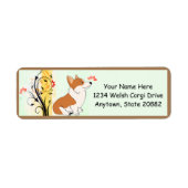 Welsh Corgi Cartoon Etiket (Voorkant)