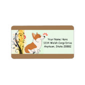 Welsh Corgi Cartoon Etiket (Voorkant)
