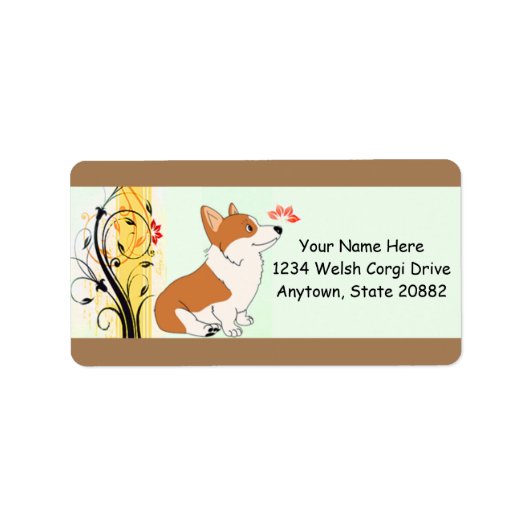 Welsh Corgi Cartoon Etiket (Voorkant)