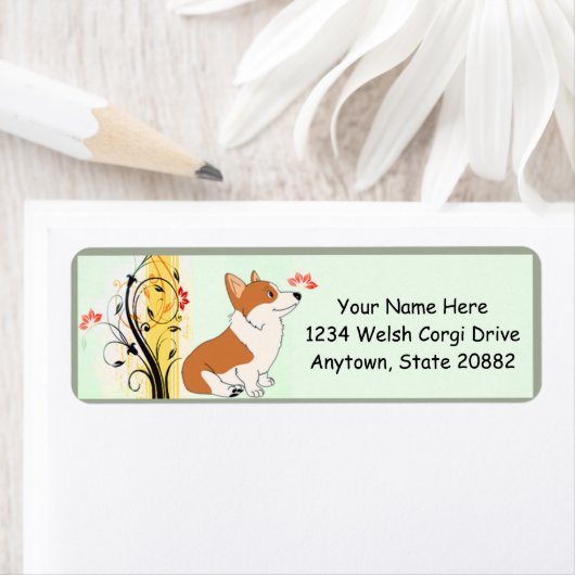 Welsh Corgi Cartoon Etiket (Insitu)