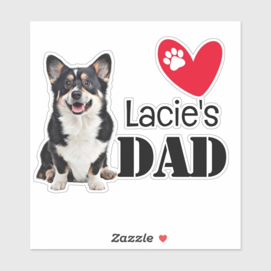 Welsh Corgi Dad Personalized Sticker (Vel)