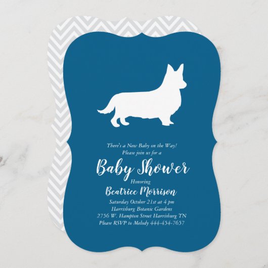 Welsh Corgi Dog Baby shower Blue Boy Kaart (Voorkant / Achterkant)